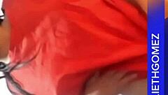 Porn actress Yulieth Gomez touches her huge tits and ass!