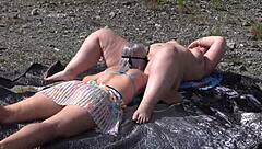 a juicy pawg lesbian washed her friend's fat pussy outdoors before licking it to a clitoral orgasm through intense cunnilingus