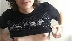 I love how this cute tranny moans while masturbating solo until she cums.