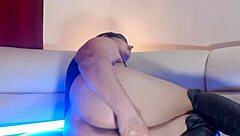 Why does this sexy prostitute wife in high boots moan so loud from the toy in her juicy pussy?