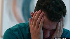 Pervert guy gets busty mature woman to suck and fuck him in garage