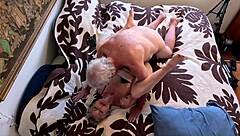 Handjob and fingering lead to passionate homemade wife fucking on Hawaiian quilt