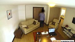 ebony newcomer reveals her ideal curved backside during intense casting session