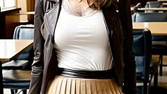 I Feel Thrilled By Leather Skirt Upskirt Art In Outdoor Public Setting