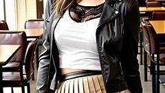 I Feel Thrilled By Leather Skirt Upskirt Art In Outdoor Public Setting