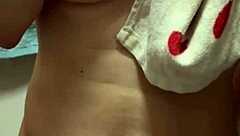 beautiful busty married woman poses nude before intimate encounter with clean nipples