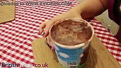 I feel so naughty as British 18 year old devours ice cream mixed with cum in homemade fun