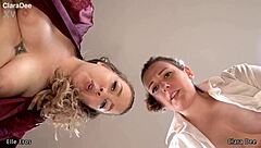 sissy dresses up for spitroast as clara dee gives pov virtual sex with elle eros