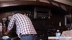 Brunette babe Kortney Kane sucks and fucks huge cock hard