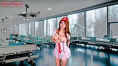 hey, this naughty nurse does perverted things in front of her patient - joi solo girl