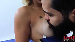 Blonde latina teen boldly fucks tight pussy in first porn scene