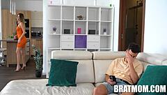 Stepmon Rebecca Sucks and Rides Alex, But He Gives Her a Hot Creampie Instead