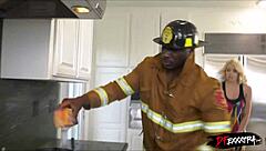 Blonde Petite Teen Takes Big Black Cock From Firefighter