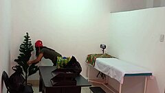 the nurse is caught in the hospital decorating the doctors office and getting super sexy and hot