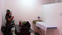 the nurse is caught in the hospital decorating the doctors office and getting super sexy and hot