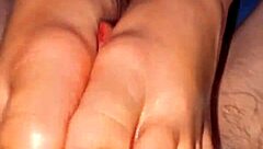 twinkletoes gives a cheating footjob with toes and handjob action in homemade style