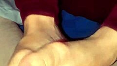 twinkletoes gives a cheating footjob with toes and handjob action in homemade style