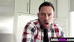 She stuffs her tight butthole with thick cock 😈 - intense anal action