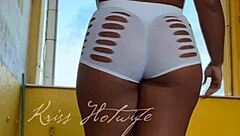 Naughty Wife Flashes Big Tits and Cameltoe in Short Shorts Outdoors