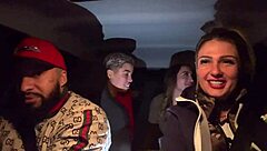 Uber driver picks up lesbian couple at Guarulhos airport. They end up in wild car action licking and soaking each other.