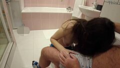 Dirty college girl contrasts innocence while sucking old hairy cock deep