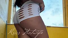 Naughty Wife Flashes Big Tits and Cameltoe in Short Shorts Outdoors