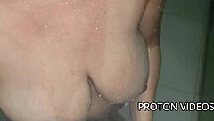 the redhead wife takes a relaxing shower in this backstage narrative scene