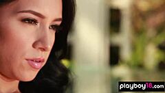 Alluring Latina Reyna Arriaga Stripping Off Sexy White Lingerie Outdoors Revealing Big Natural Tits and Shaved Pussy.