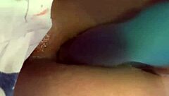 Kinky anal fuck with knotted colorful dildo