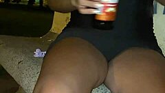 Brazilian novinha flashes in public without panties to an older guy for a quick pix reward outdoors