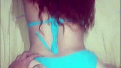 Big ass latina housewife bent over in tiny blue bikini for doggystyle fucking