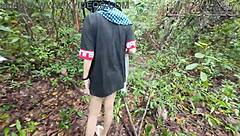 Seductive Thai Babe Walking Solo in Nature Garden Showing Pussy in Cosplay Outdoors