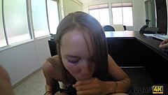 Seductive Czech cutie Liza tastes loan agent's cock during office interview for cash