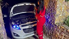 hey pregnant mechanic, take this sausage instead of payment... part 1 with wet blowjob action!