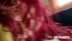 Intense doggystyle pounding on black ebony's big round shaved ass upon morning wakeup