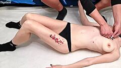 Playing With Busty Babe's Big Tits And Nipples