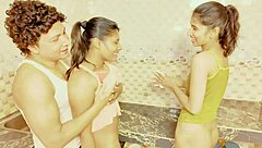 I felt so excited in that tall beauty's tight wet pussy during our passionate threesome licking and fucking