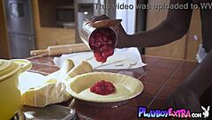 victoria antoinette you glamorous ebony teen 18+ strip naked in kitchen showing natural tits