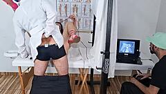 Husband takes wife to ultrasound appointment where gynecologist secretly fucks her wet pussy