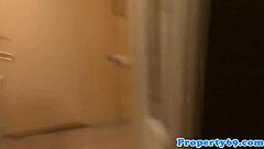 Asian realtor licks balls on client cock outdoors