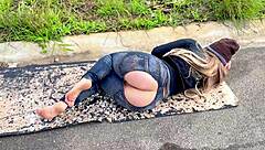 beggar traded services for money outdoors in raw encounter