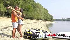 Slim Russian Brunette Lilu Moon Devours Muscular Bodybuilder's Veiny Cock