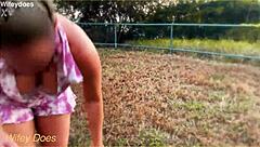 I Feel So Excited As Wife Strips And Flashes Tits Opposite Public Hotel In Outdoor Exhibition