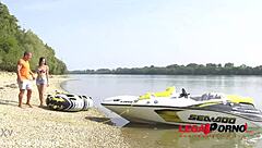 Slim Russian Brunette Lilu Moon Devours Muscular Bodybuilder's Veiny Cock