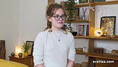 German babe luna from ersties pleasures shaved pussy using dildo and vibrator in solo session