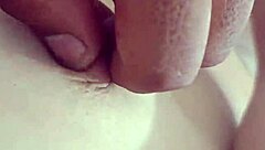 young amateur enjoys groping her neighbor's thick cock alone at home