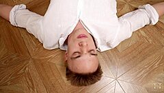 Crazy teen bitch in horse mask joins threesome with blowjob, pussy creampie, and cum covered action