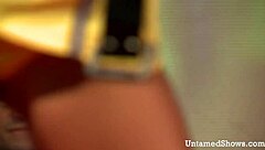 hey check out this horny brunette stripping and masturbating on stage