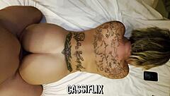 i as santa woman enjoy milk bath and pose on all fours with figure displayed on cassiflix