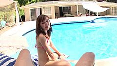 Emma Haize Gives Poolside Huge Cock Pov Deepthroat Blowjob And Facial